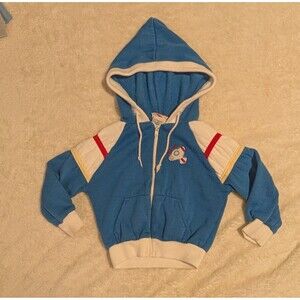 Vintage Baby Boys Rocket Ship Zip Up Jacket Acrylic Size 24 Months